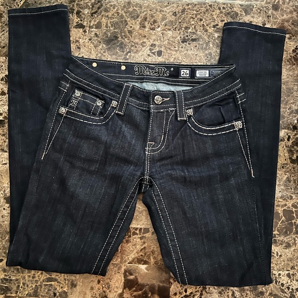 💫Miss Me Women’s Signature Rise Skinny Jeans Bedazzled Pockets Size 28💫 Buckle - Picture 3 of 5